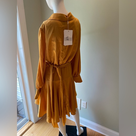 $398 Mac Duggal Women's Pink Ieena Satin Wrap Dress Size 8 - Picture 6 of 9